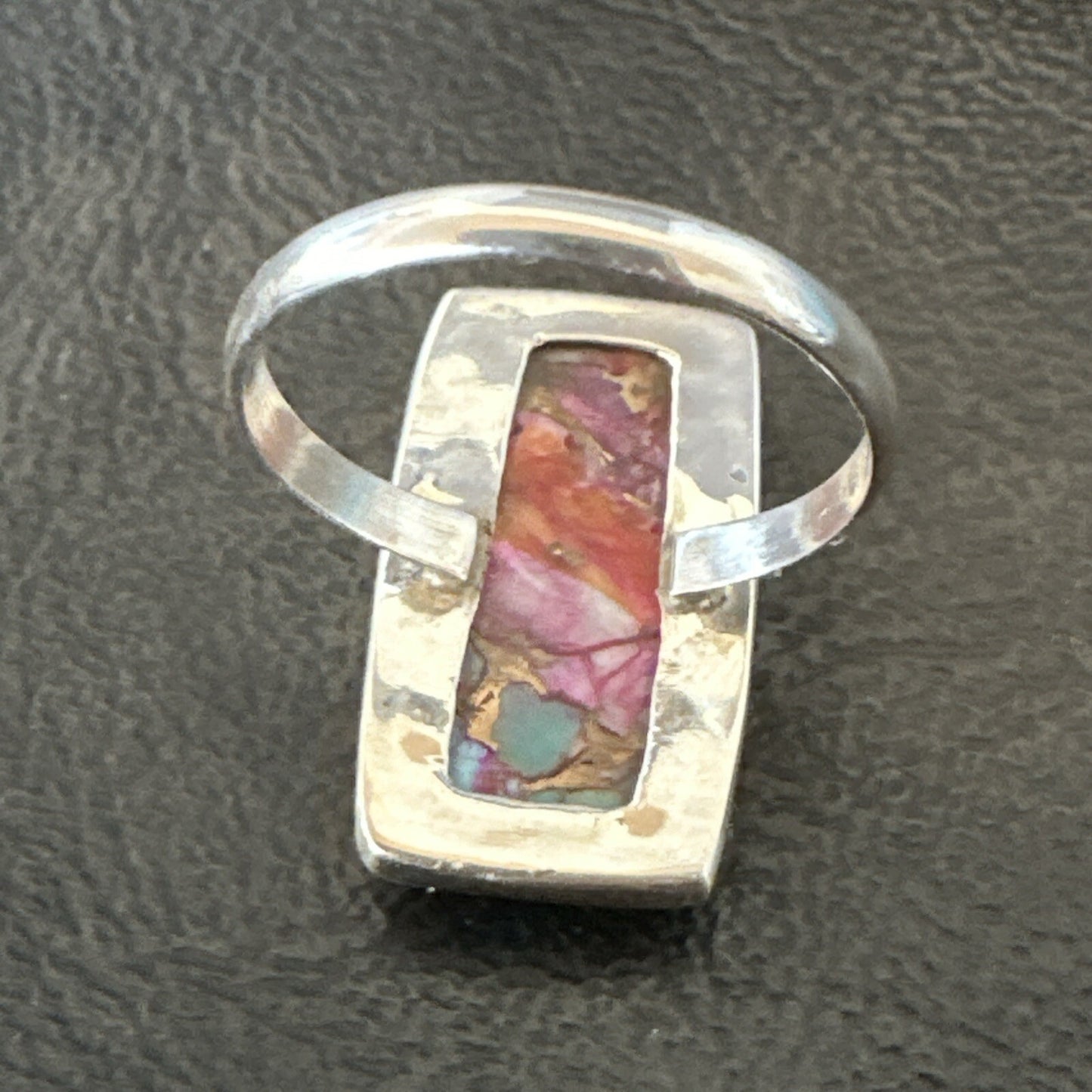 Blue Turquoise Spiny Oyster Southwestern Sterling Silver Ring Size 11 18453