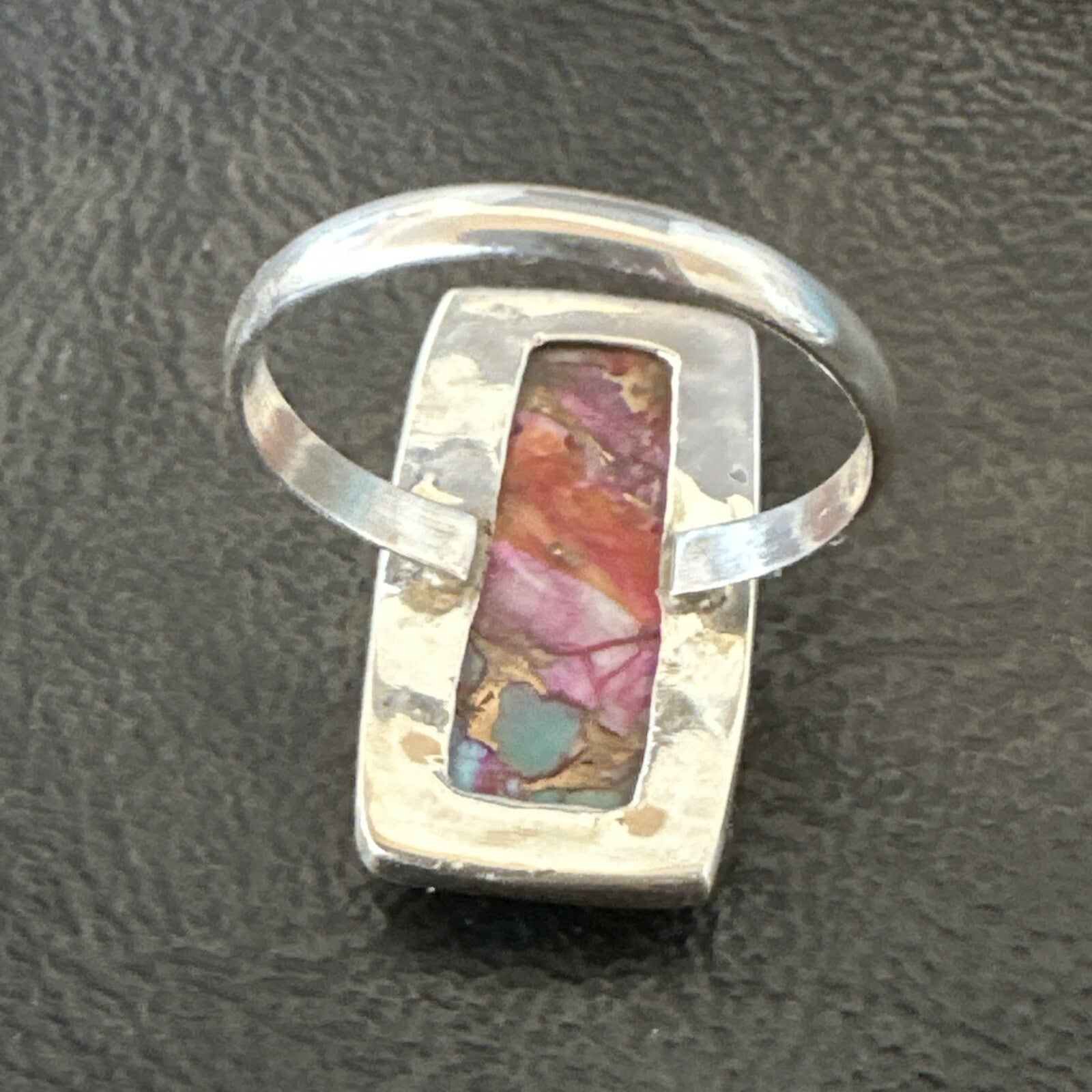 Blue Turquoise Spiny Oyster Southwestern Sterling Silver Ring Size 11 18453