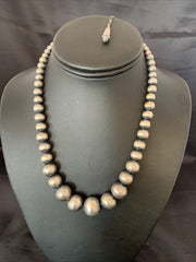 Navajo Pearls Graduated Round Seamless Bead Necklace 30" | Sterling Silver | Authentic Native American Handmade