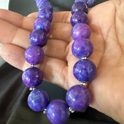 Royal  Purple Stone Graduated Bead Navajo Sterling Silver Necklace 21” 18076