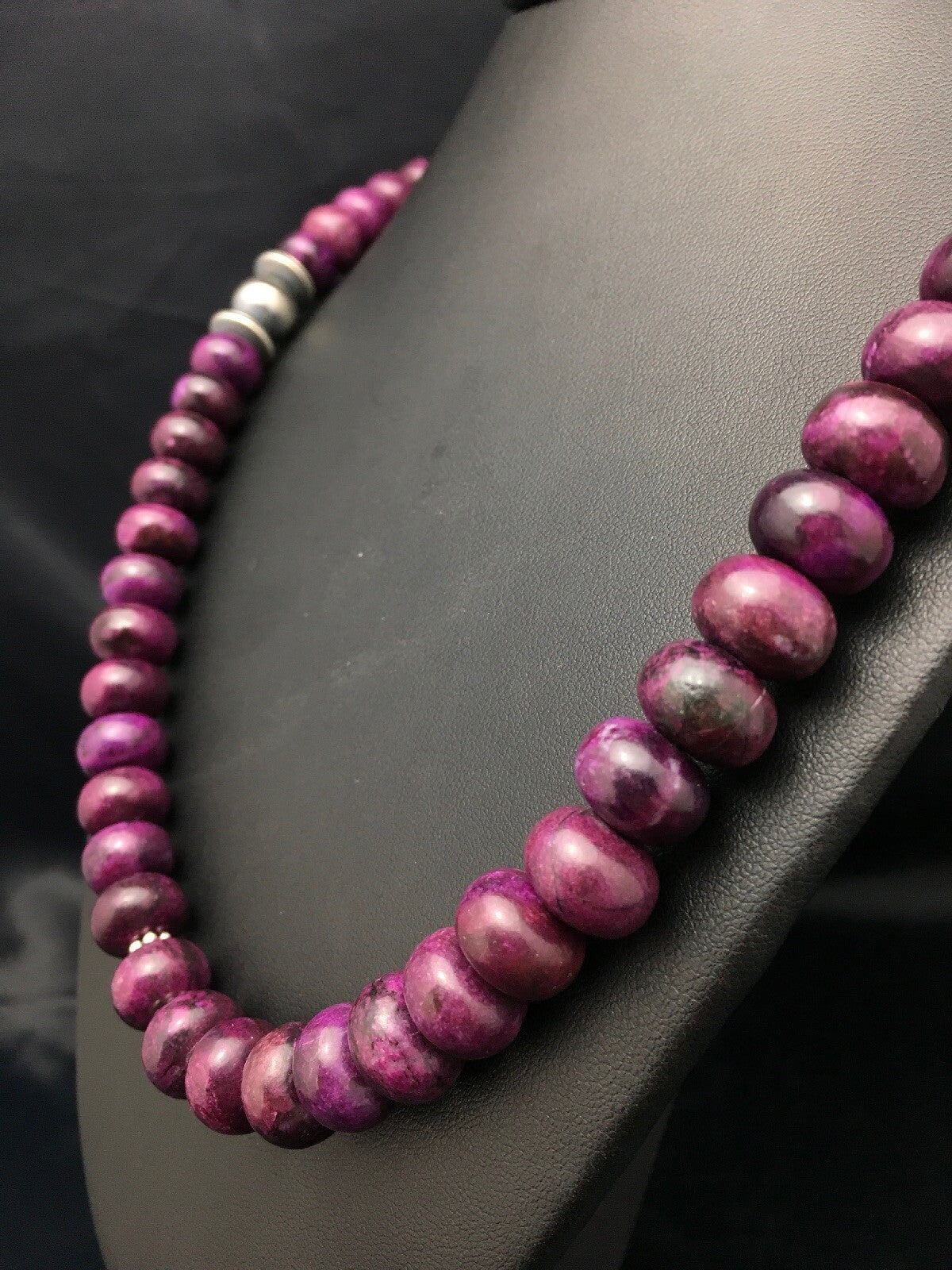 Stone Bead Navajo Sterling Silver Necklace 23” 18143