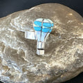 Navajo Balloon Blue Turquoise White Opal Inlay Band Ring Sz 6 | Authentic Native American Handmade | 18187