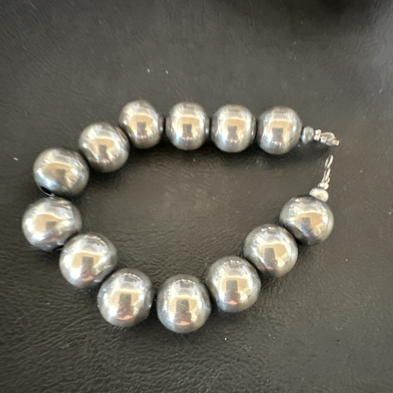 14mm Round Beads 7” Sterling Silver Beads Bracelet 91407