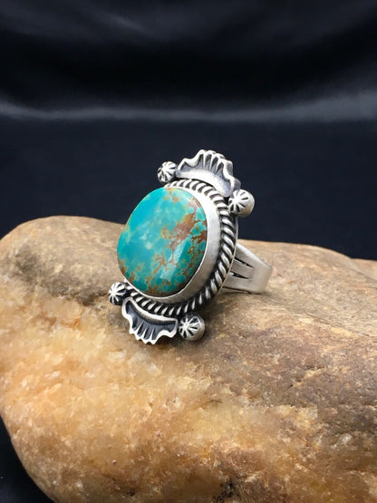 Royston Turquoise Navajo Sterling Silver Native American Ring Size 7 4184