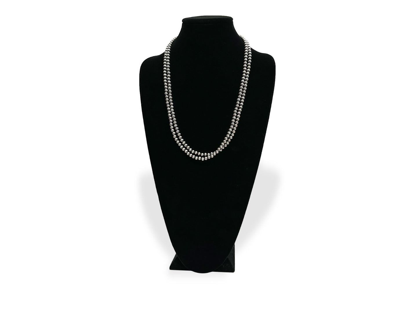 Native American 7mm Sterling Silver Navajo Pearls 48" Single Strand Necklace