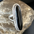 Women's Black Onyx Navajo Ring Size 9.5 | Sterling Silver | Authentic Native American Handmade | 15184