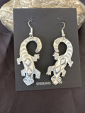 Gecko Navajo Stamped Stamped Handmade Earrings | Sterling Silver | Authentic Native American Handmade | 17952