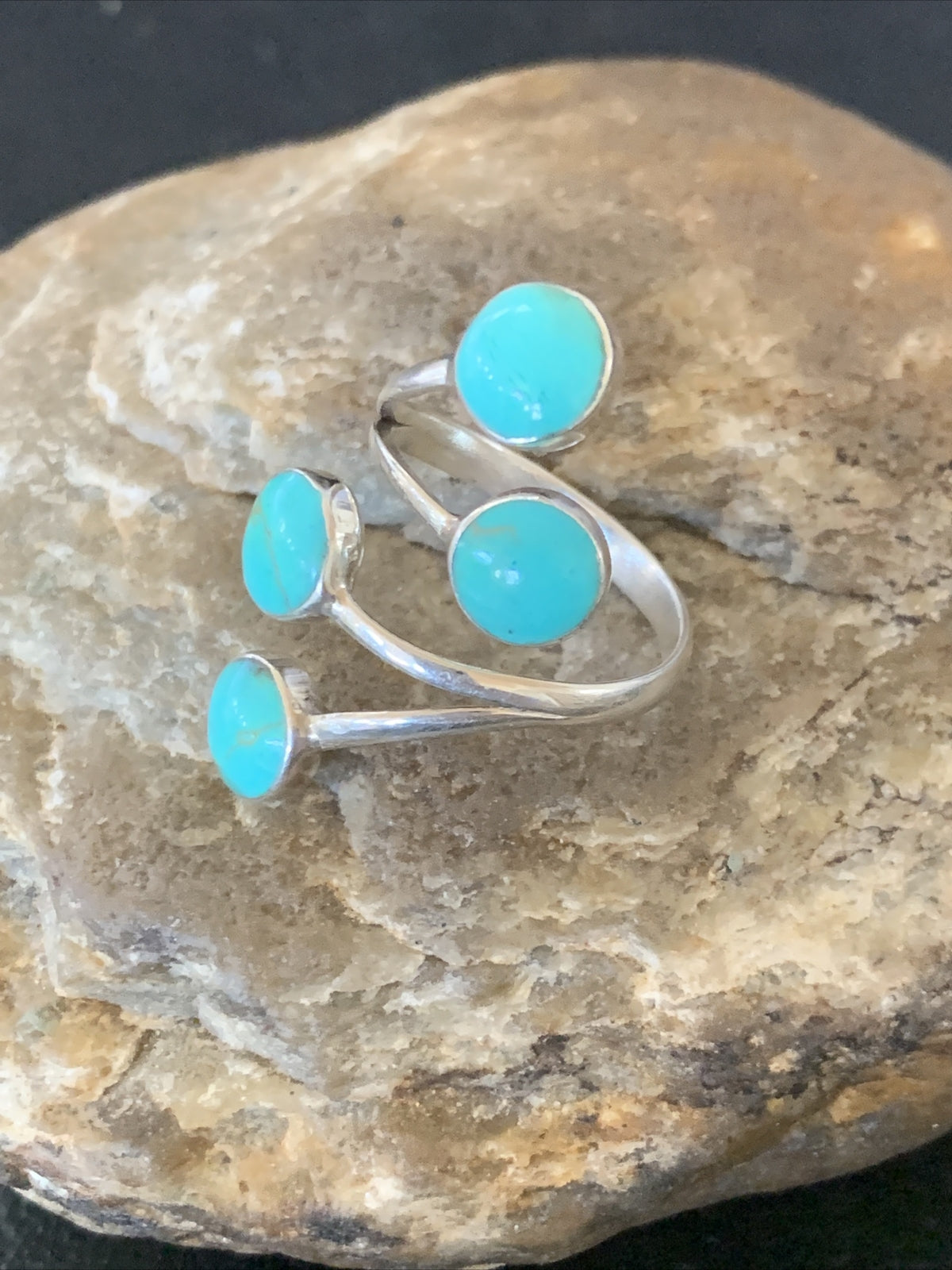 Blue Kingman Turquoise Southwestern Sterling Silver Ring Size 6 19460