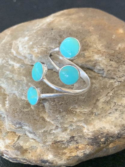 Blue Kingman Turquoise Southwestern Sterling Silver Ring Size 6 19460