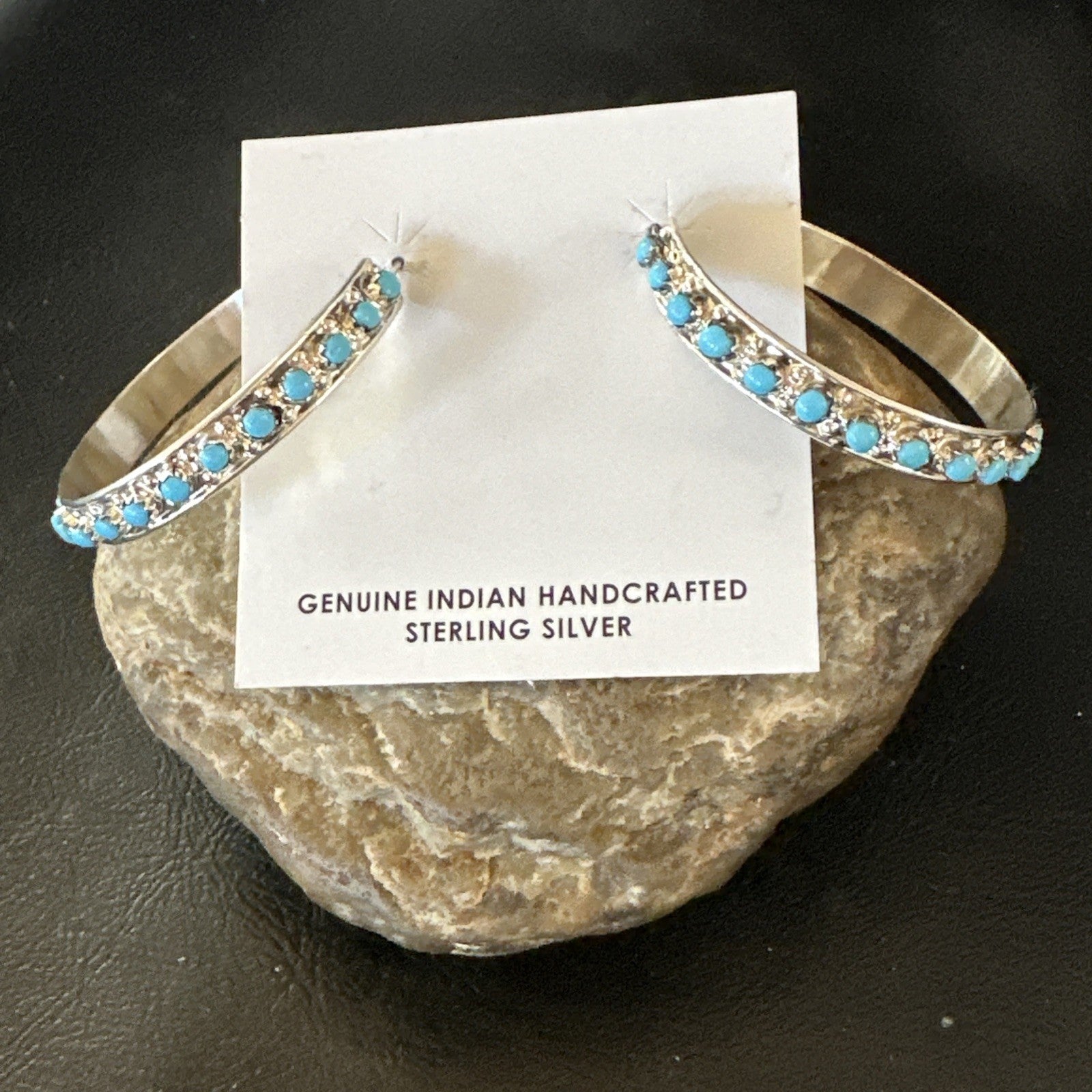Zuni Petite Point Turquoise Cluster Earrings Sterling Silver Handmade 19770