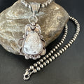 White Buffalo Turquoise Pendant Beads Necklace | Sterling Silver | Authentic Native American Handmade | 17986
