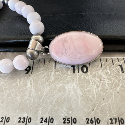 Southwestern Sterling Silver Pink Queen Conch Bead Necklace Pendant 20" 19581