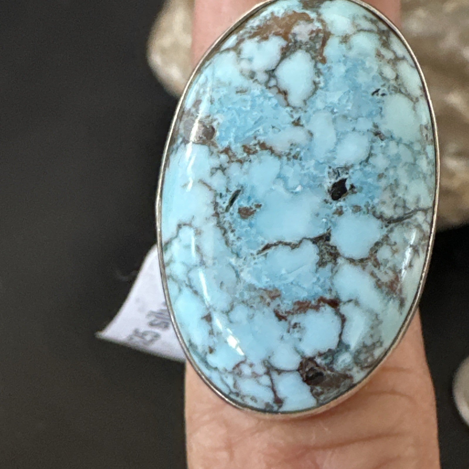 Blue Turquoise#8 Southwestern Sterling Silver Ring Size 5 19730