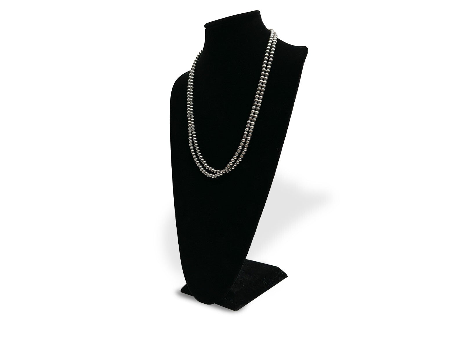 Native American 7mm Sterling Silver Navajo Pearls 48" Single Strand Necklace
