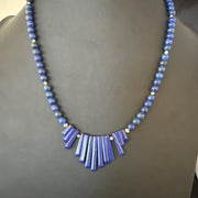 Men's Women's Blue Lapis Lazuli Stick Necklace 21" | Sterling Silver | Authentic Native American Handmade | 19755