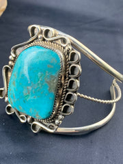 Men's Navajo Turquoise Bracelet | Sterling Silver | Authentic Native American Handmade | 03283