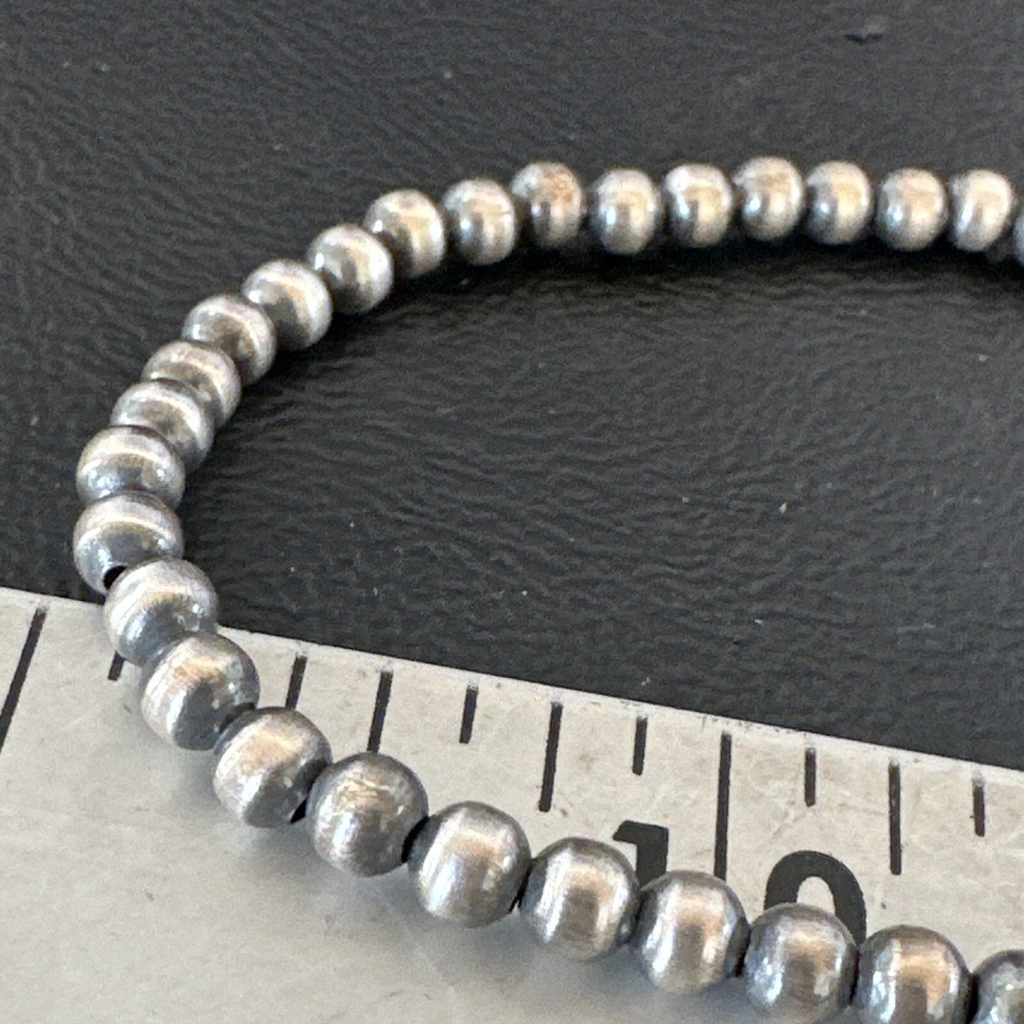 Stretch Navajo 4mm Beads 8” Sterling Silver Bracelet 90403