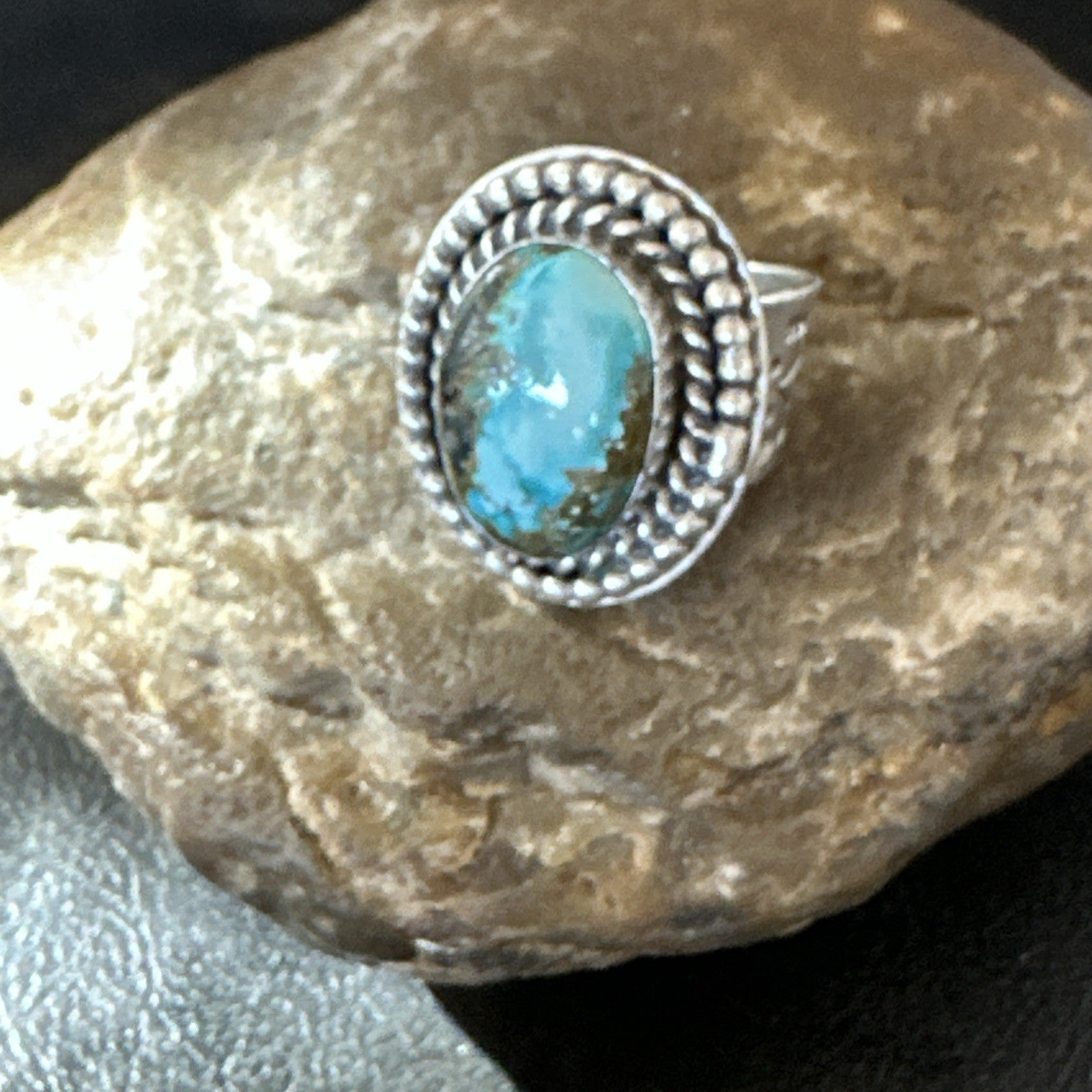 Navajo Sterling Silver Blue Royston Turquoise Ring Size 7 19631