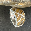 Women Coffee Tigers Eye Navajo Inlay Ring Size 7 | Sterling Silver | Authentic Native American Handmade | 19036