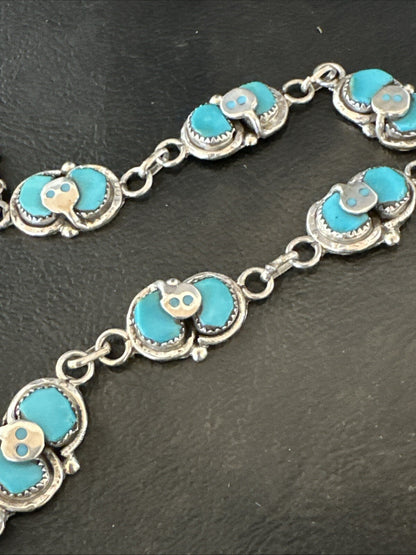 ZUNI Blue Kingman Turquoise Sterling Silver Snake Bracelet 18687