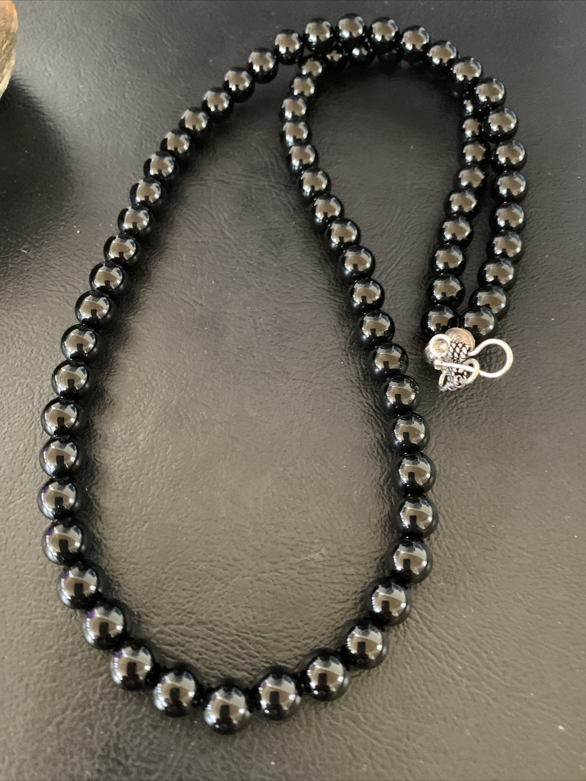 Mens Black Onyx Navajo Pearls Sterling Silver Necklace 23" 12979