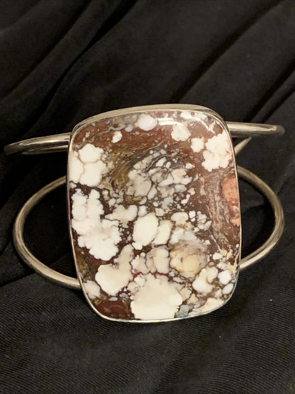 Womens Wild Horse Turquoise Sterling Silver Cuff Wire Bracelet 10497