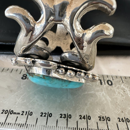 Tufa Women Blue Kingman Turquoise Navajo Sterling Silver Cuff Bracelet 19349