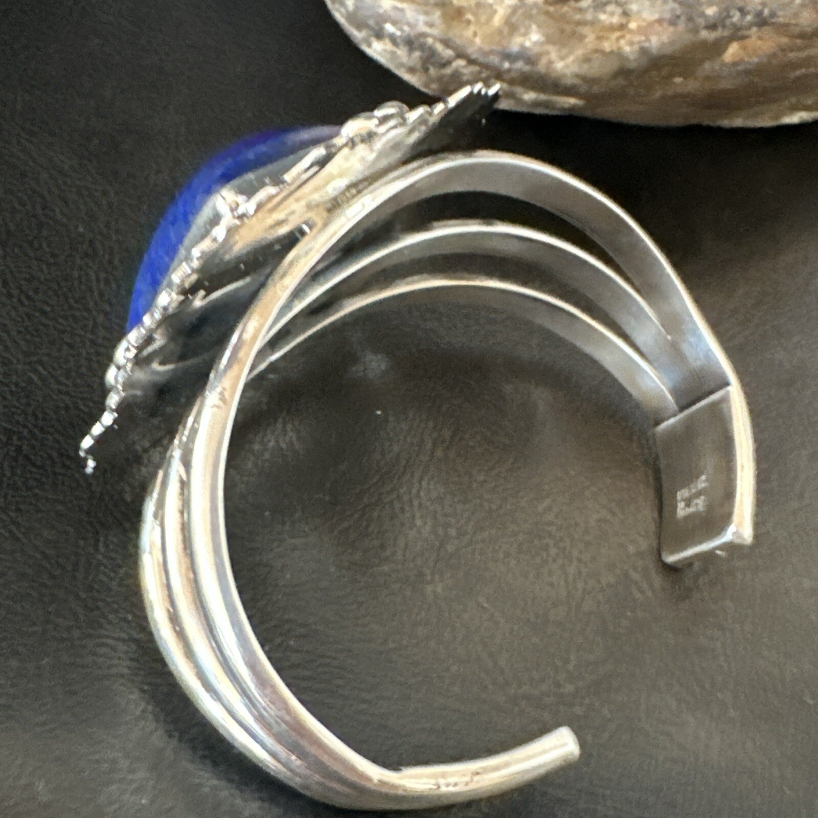 Native Mens Blue Lapis Lazuli Sterling Silver Cuff Bracelet 7.50” 18714