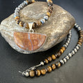 Coffee Tigers Eye Jasper Pendant Necklace Southwestern | Sterling Silver | Authentic Native American Handmade | 18290