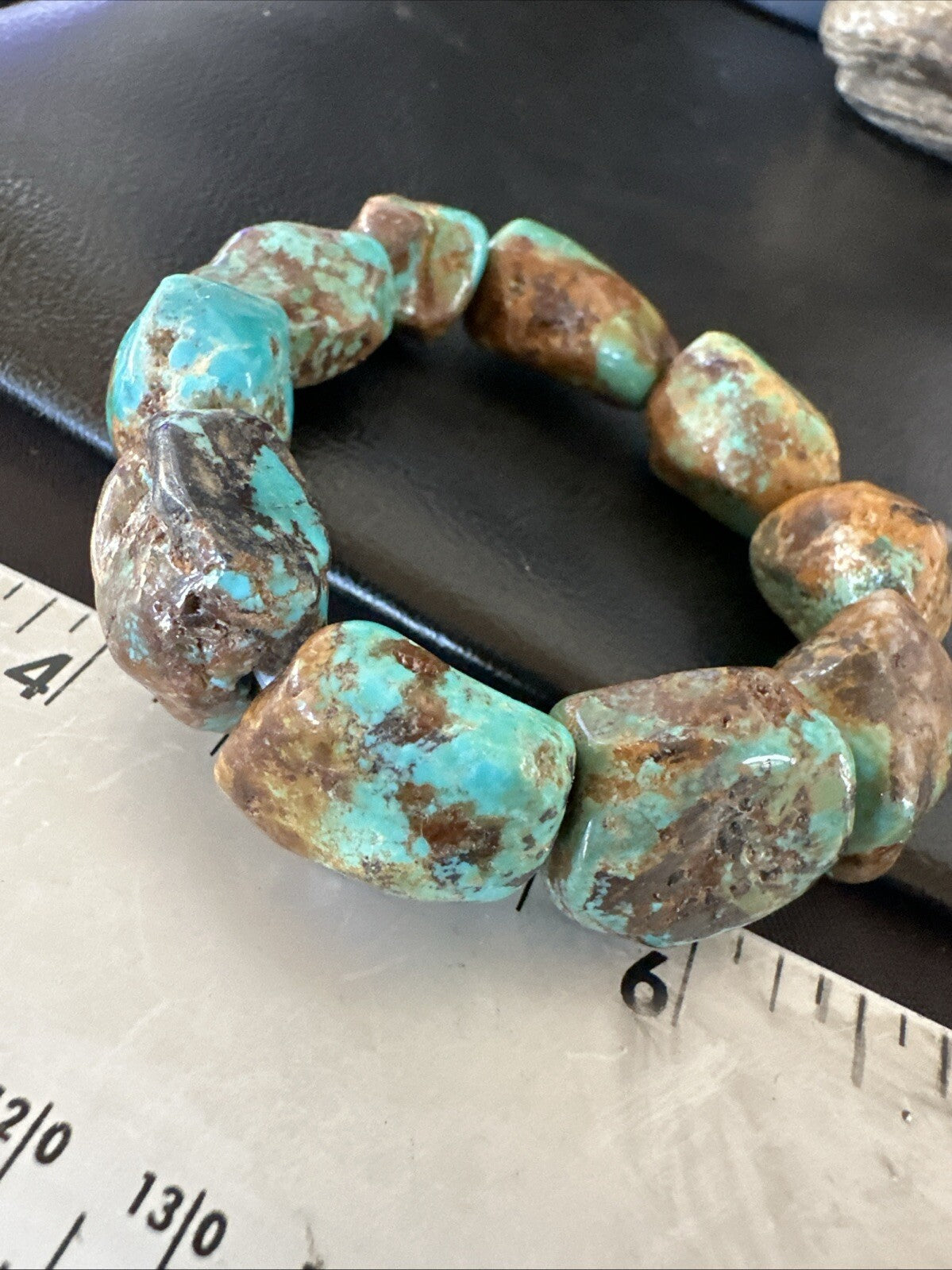 Mens Womens Blue Green Turquoise Stretch Stone Friendship Bracelet 7" 18868