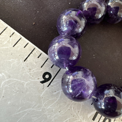 12mm Purple Amethyst Southwestern Sterling Silver Necklace 19” 18619