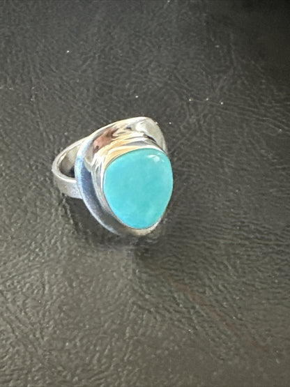 WoMens Sterling Silver Blue Kingman Turquoise Ring Size 7.5 17684