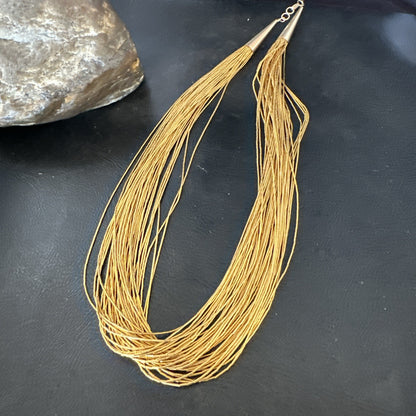 Gold Filled Heishi Tubes 40 Strand 18” Liquid Sterling Silver Necklace 19360