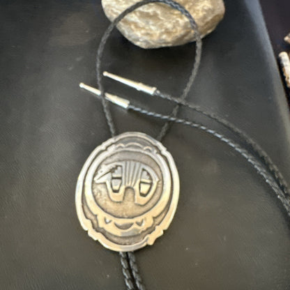 XL Mens Stamped Cutout Bear Navajo Sterling Silver Bolo Tie BK 19120