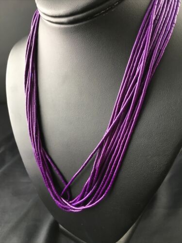 Navajo Sugilite 10 Strand Heishi Necklace | Sterling Silver Tubes 19" 10169