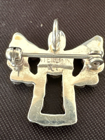 Womens Red Opal Navajo Sterling Silver Butterfly Angel Pin Pendant 18157