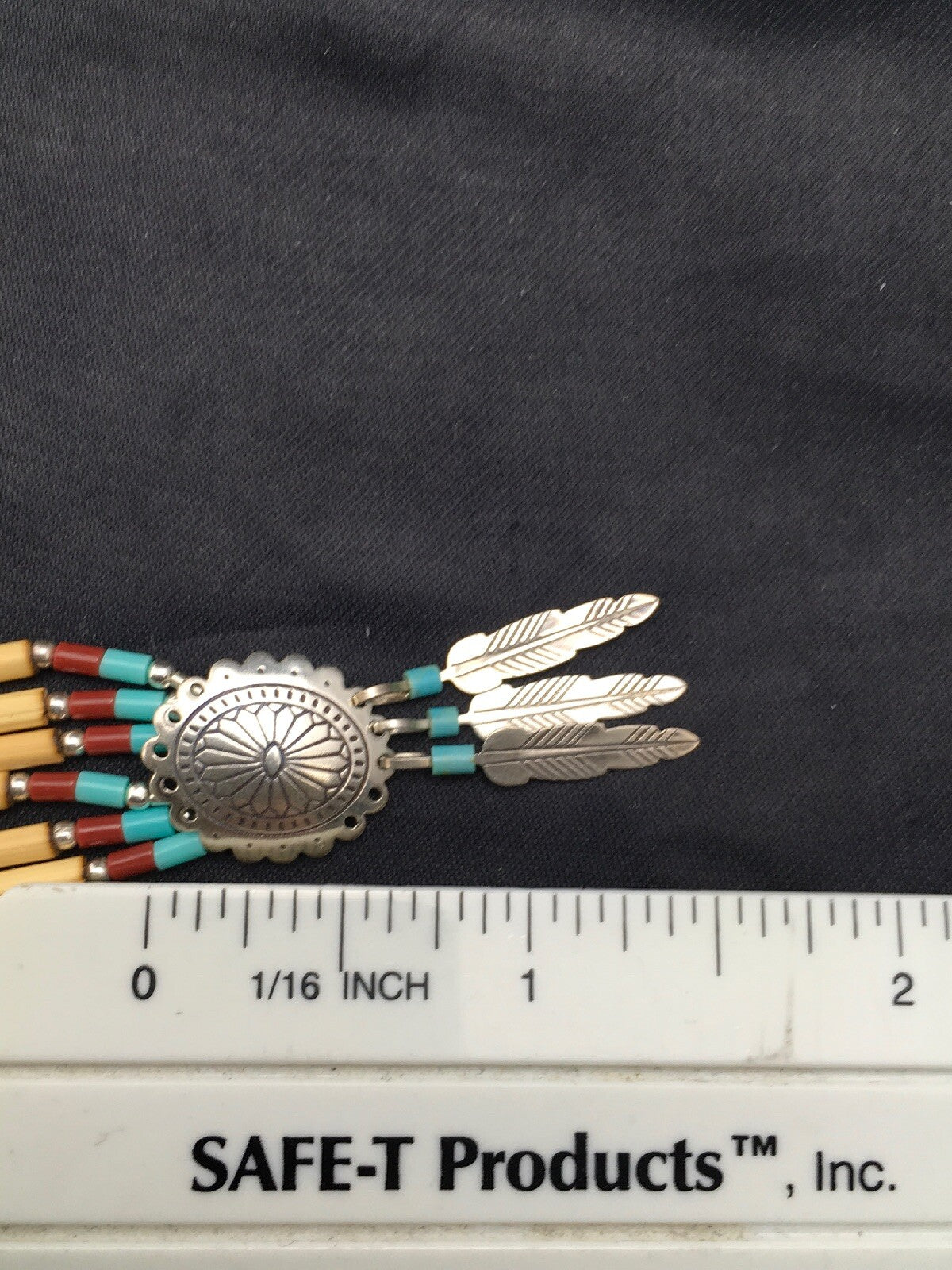 Concho Heishi Tubes 3 Strand Liquid Sterling Silver Navajo Necklace 4373