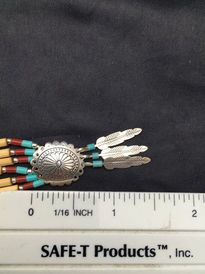 Concho Heishi Tubes 3 Strand Liquid Sterling Silver Navajo Necklace 4373