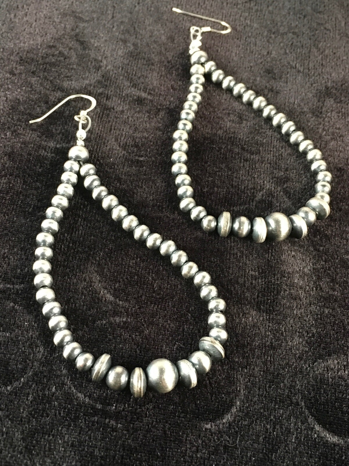 Native American Bead Sterling Silver Earrings 10091