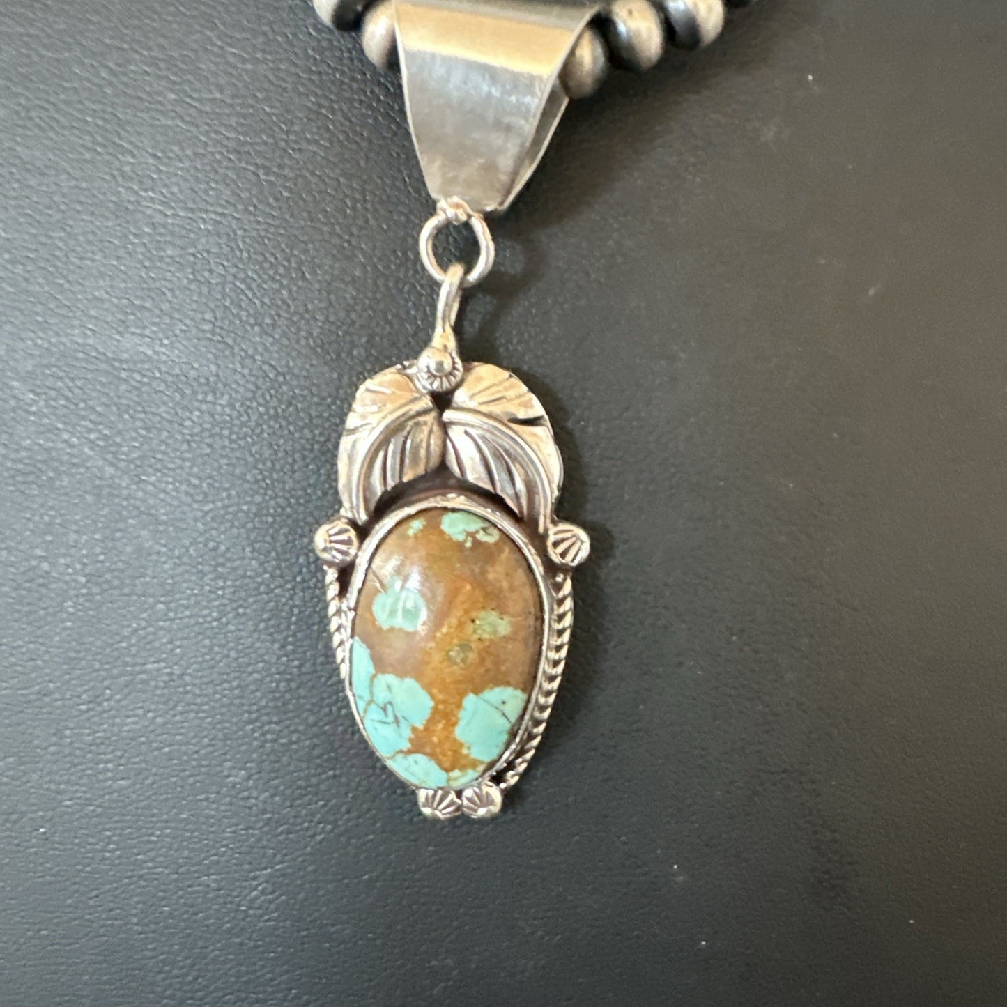 Men Women Blue Turquoise#8 Pendant Navajo Sterling Silver Necklace 19663