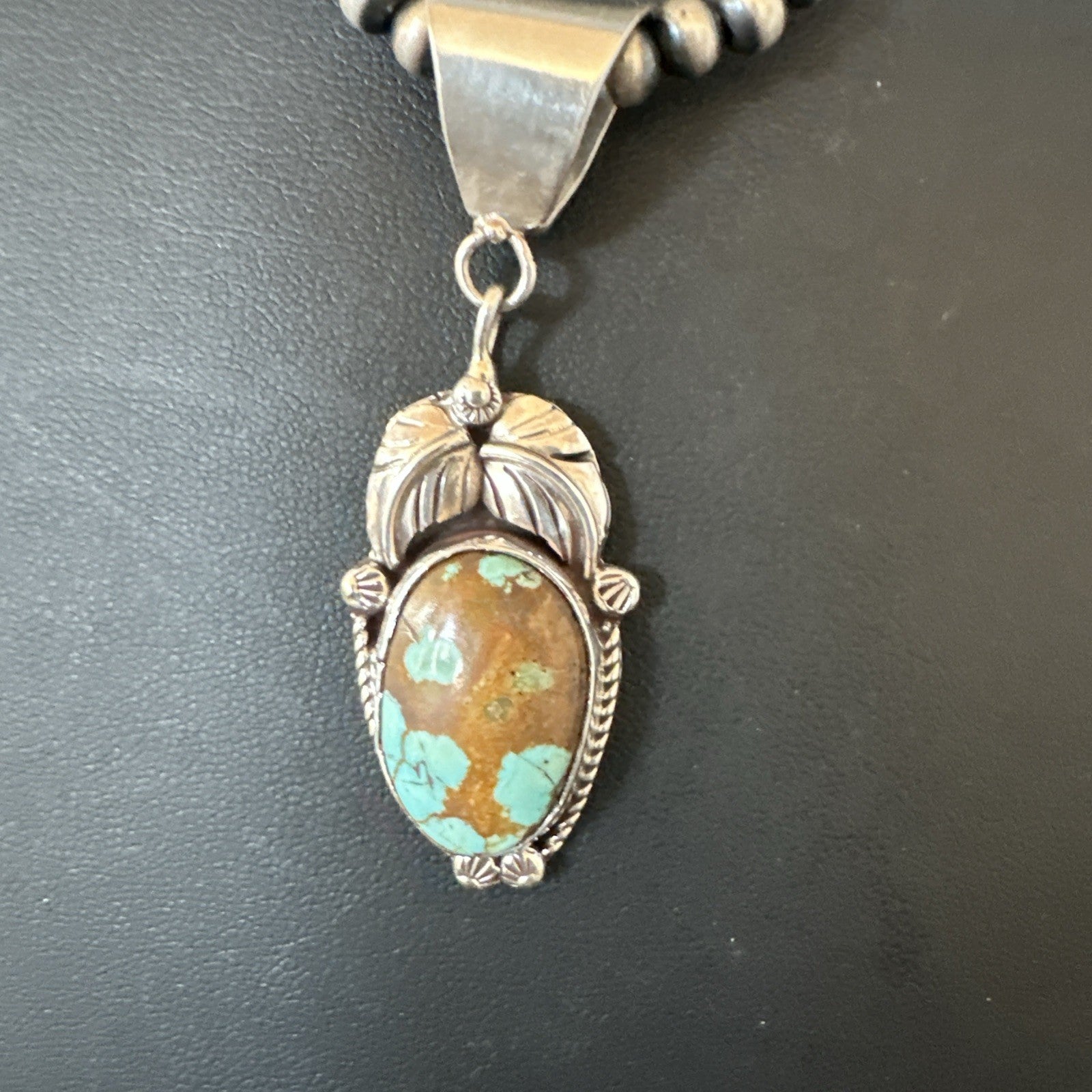 Men Women Blue Turquoise#8 Pendant Navajo Sterling Silver Necklace 19663