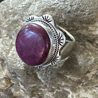 Womens Purple Spiny Oyster Navajo Sterling Silver Ring Size 6 18626