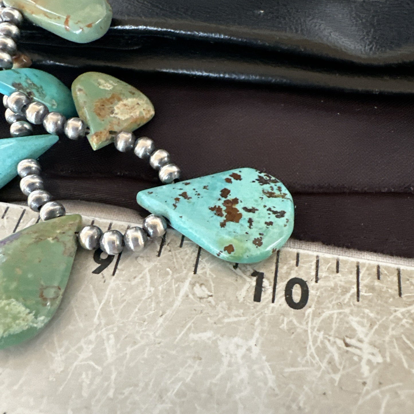Blue Green Turquoise Navajo Pearls Sterling Silver 20" Necklace 19245