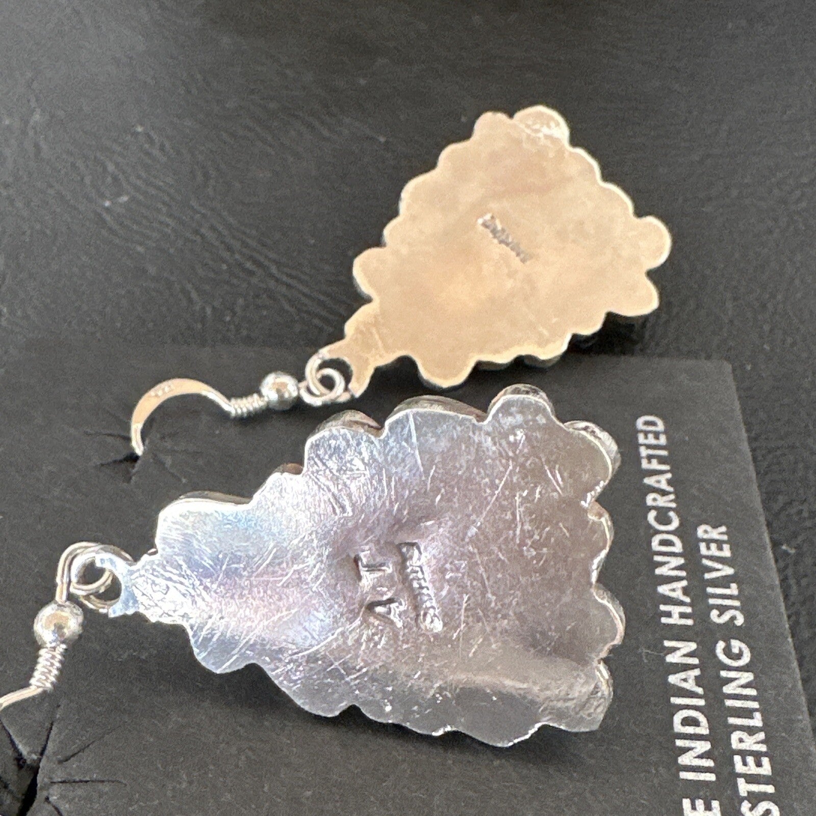 Native Navajo Sterling Silver Orange Spiny Oyster Dangle Earrings 17270