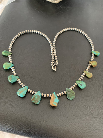 Royston Turquoise Sterling Silver Beads Necklace 02184