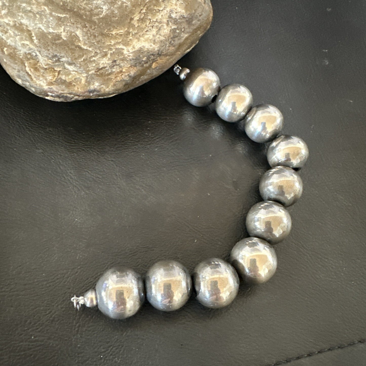 18mm Round Beads 7.5” Sterling Silver Beads Bracelet 91807
