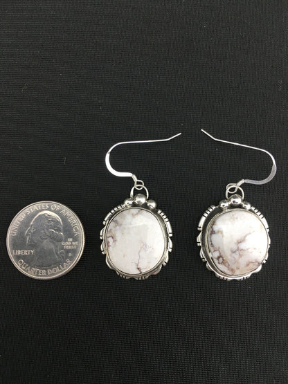 Navajo Sterling Silver Wild Horse Turquoise Earrings 1" 01321