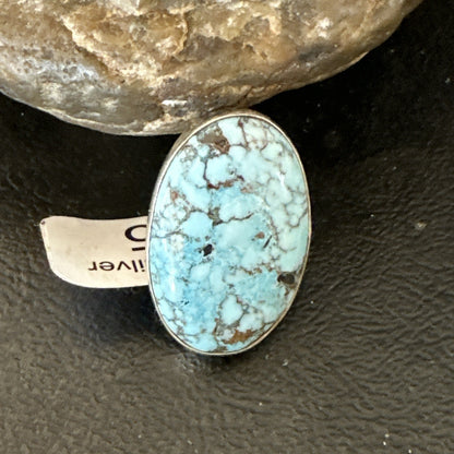 Blue Turquoise#8 Southwestern Sterling Silver Ring Size 5 19730