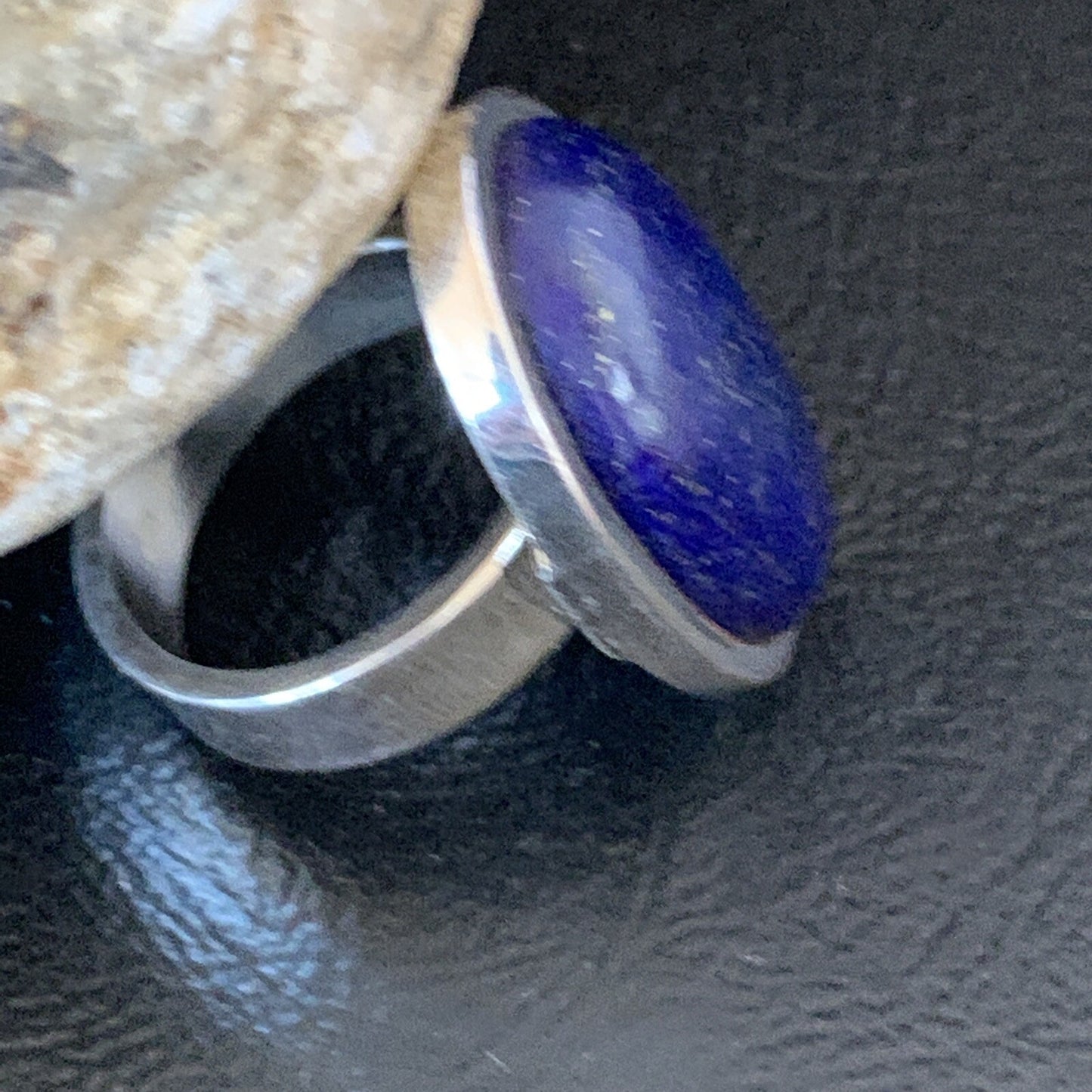 Men Blue Lapis Lazuli Navajo Sterling Silver Ring Size 7 10279