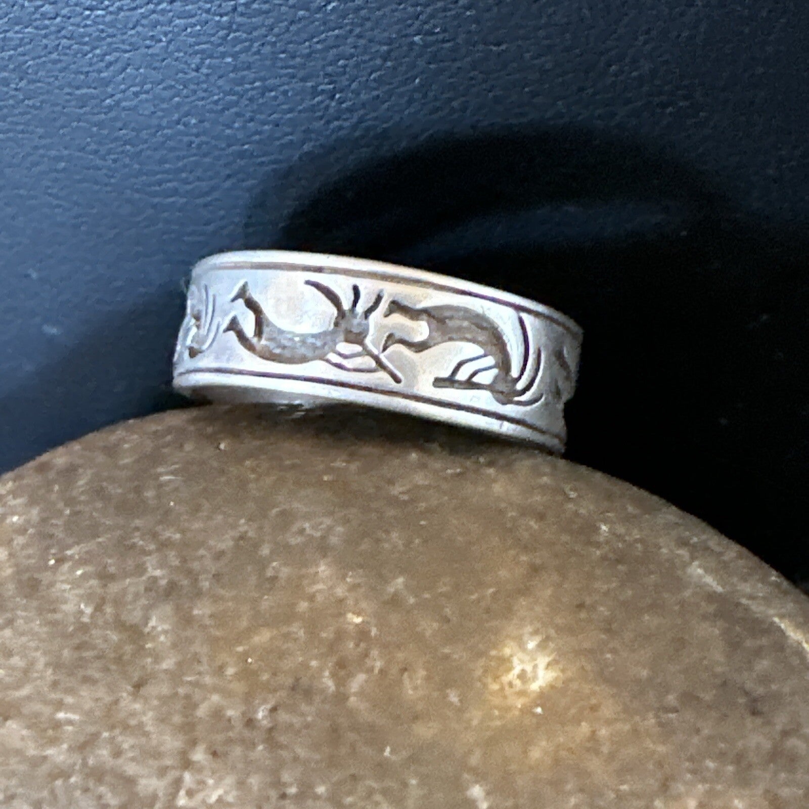 Kokopelli Wedding Band Navajo Sterling Silver Ring Size 9.5 17971